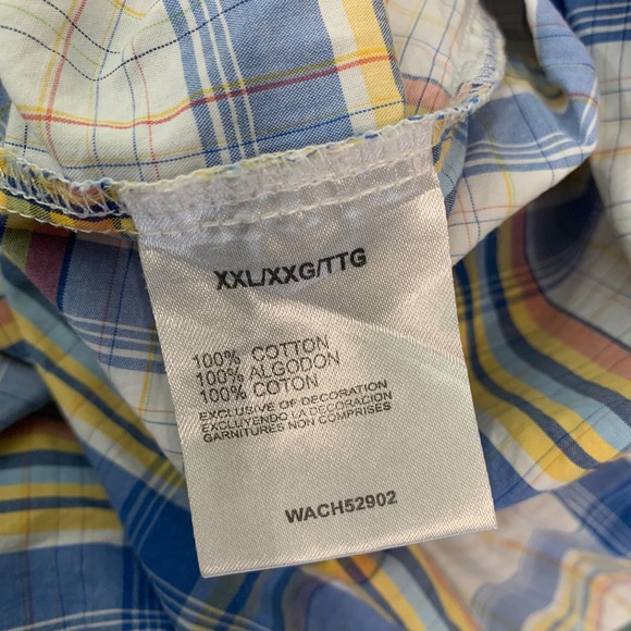 Twenty X Wrangler Mens Shirt Size XXL Blue Plaid Short Sleeve Button Down Pocket - Picture 9 of 12